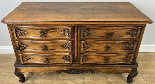 Chest of Drawers Vintage French Louis Oak 6 Drawers Carved Cabinet LOT 6263