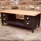 Extra Large Double-Sided Coffee Table with 8 Drawers | Hand Painted Deep Blue | Solid Wood Storage Table