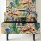 Vintage Tallboy Chest of Drawers open Drawers side Jungle Pattern With Leopards and vivid Colour Leaves
