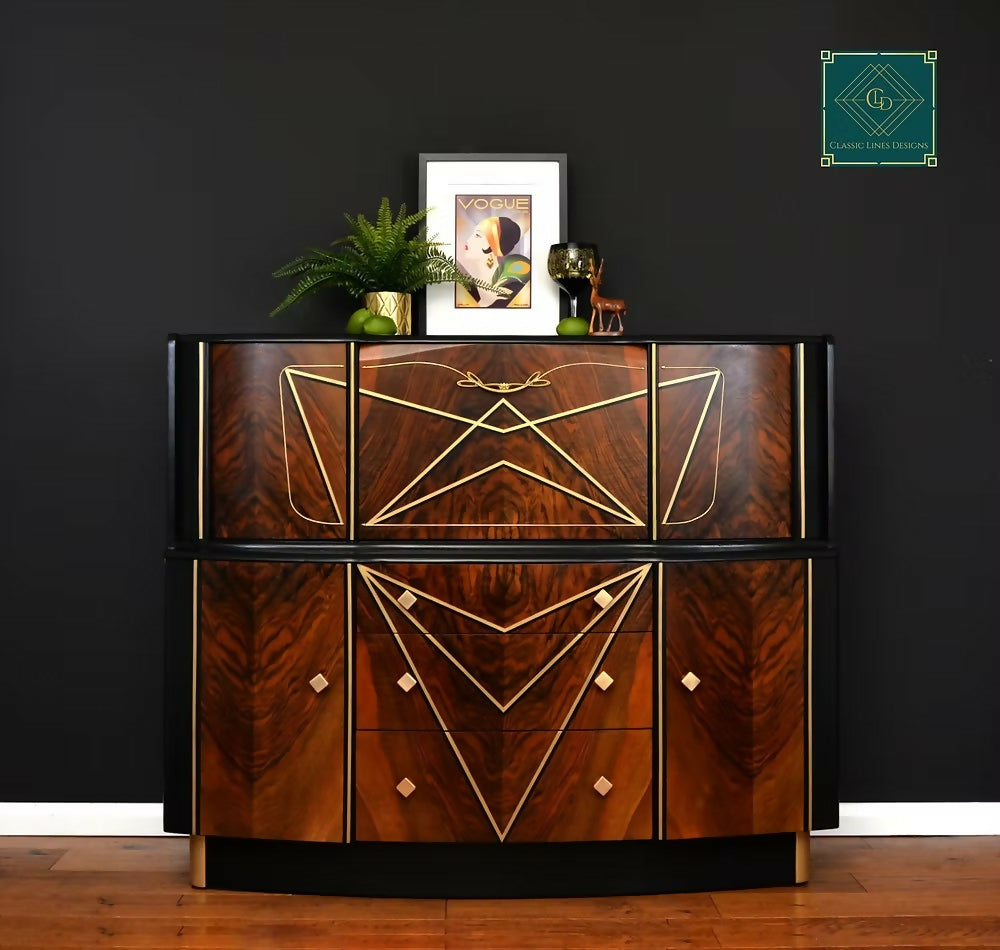 "The Washington", Art Deco Drinks Sideboard, BeautilityDrinks Cabinet, Cocktail