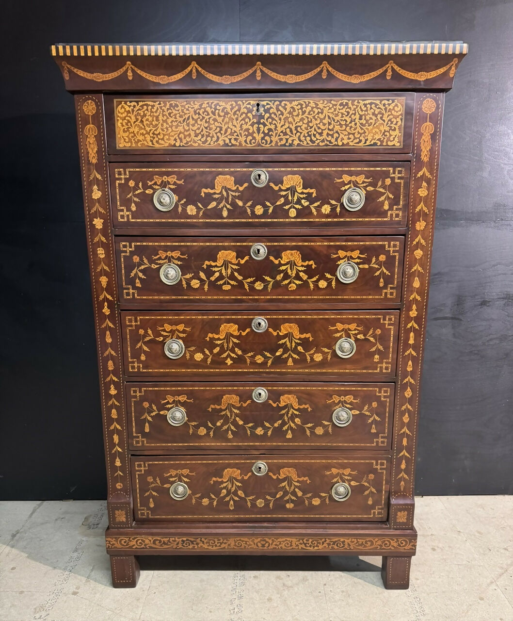 Stunning 18th Century Dutch Marquetry Chest of Drawers