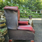 Vintage Oxblood Chesterfield Queen Anne Armchair High Back Button Back Well Worn