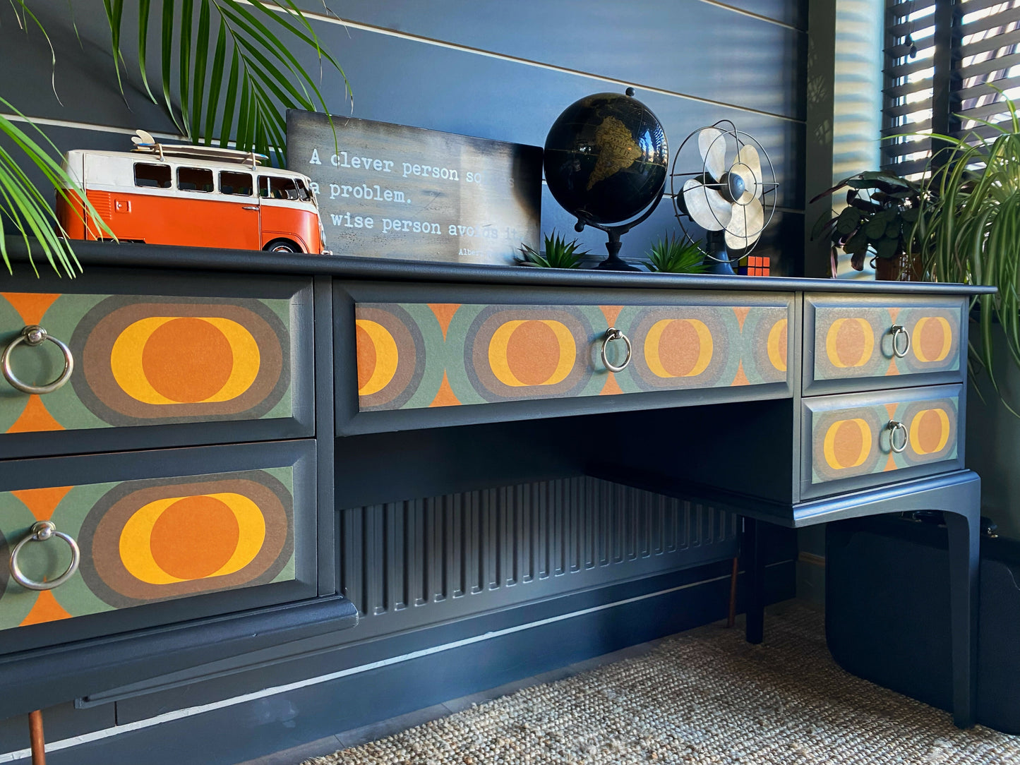 Desk By Stag, Dark Grey Retro 1970s