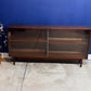 Vintage Glass Teak Display Bookcase Wide Teak Mid Century Glass Display Cabinet