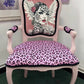 Bespoke Bold Upholstered Statement Chair – Pink Leopard Print & Designer Art Backrest