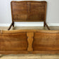Bed Vintage French Louis XVI Oak Double Bed Frame Carved Headboard LOT 6382