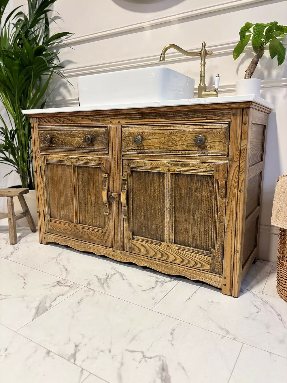 Wooden Bathroom Vintage Vanity Unit