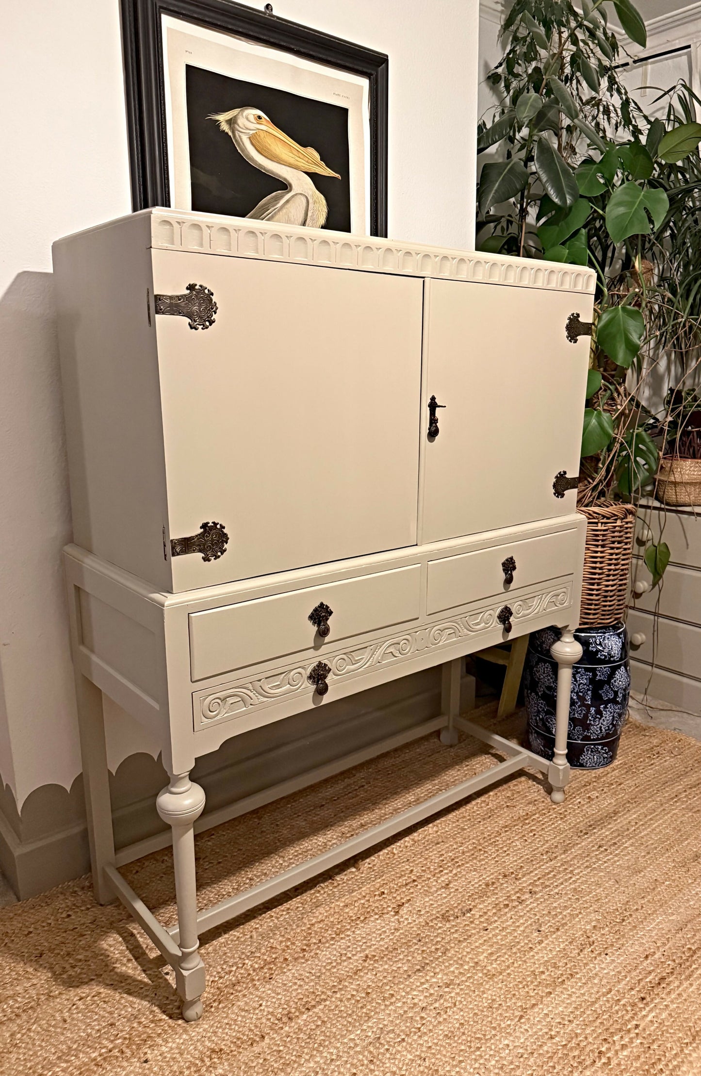Newly refurbished antique linen cupboard drinks cabinet
