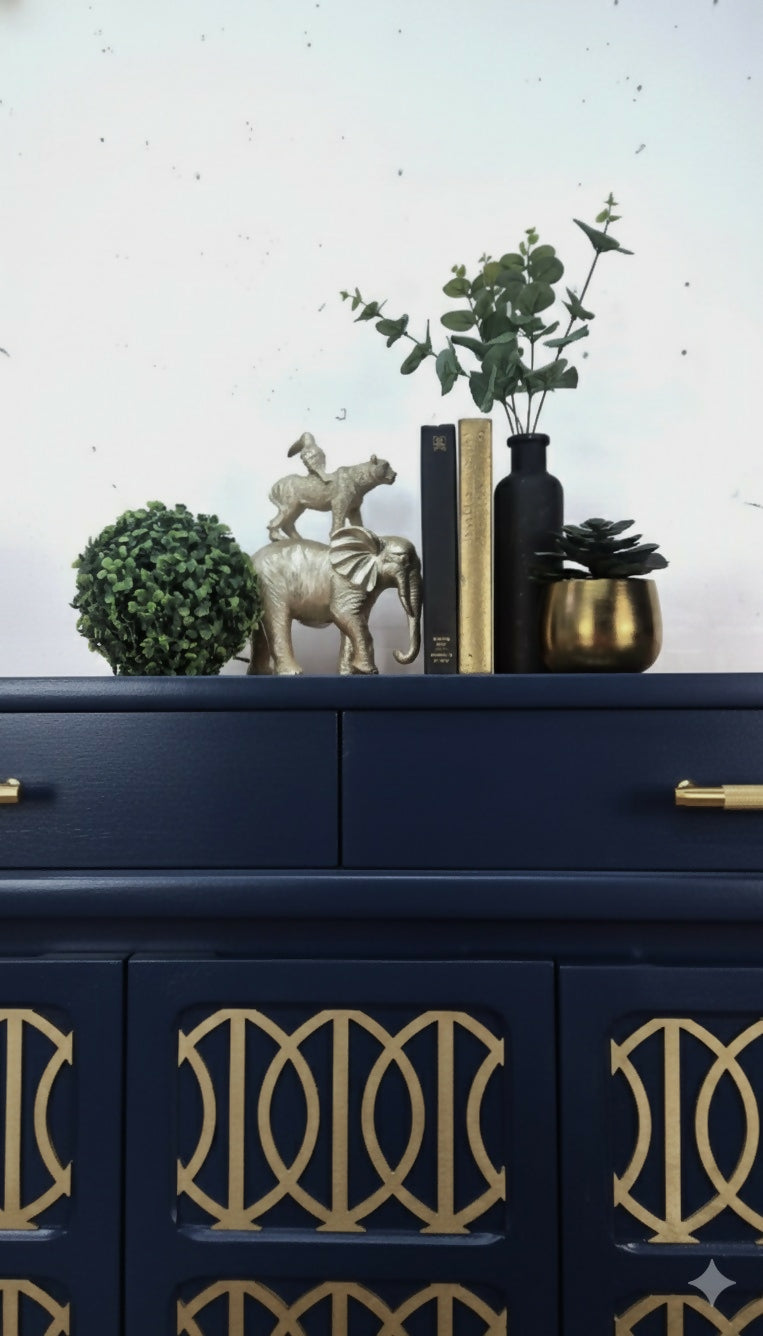 MADE TO ORDER-MIDCENTURY NATHAN NAVY BLUE SIDEBOARD