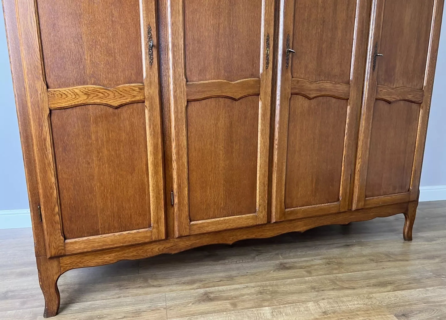 Wardrobe Vintage French Louis XVI Style Oak Four Door Carved Armoire LOT 6131