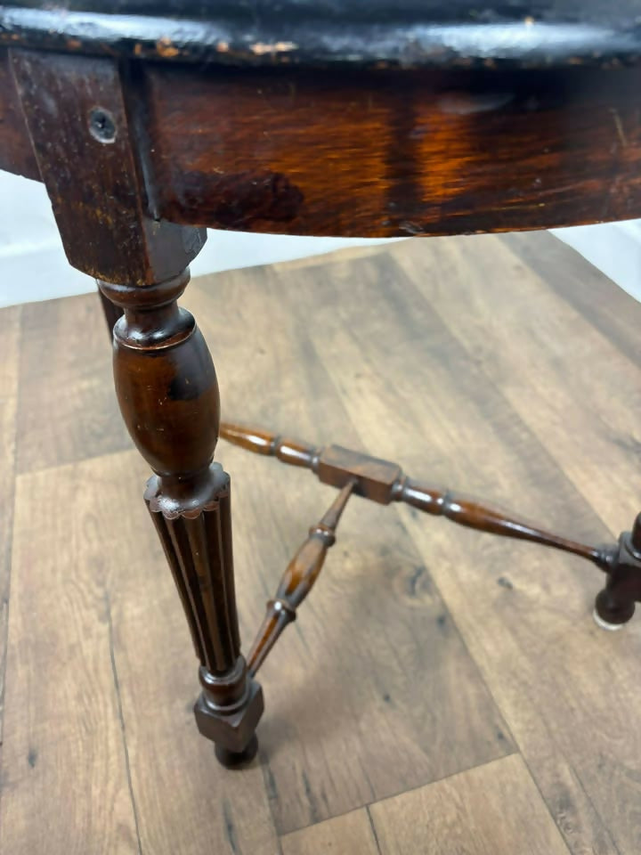 Antique Style Demi Lune Side Table on Reeded Supports