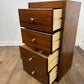 Vintage Dark Oak Veneer Narrow Of Four Drawer Chest