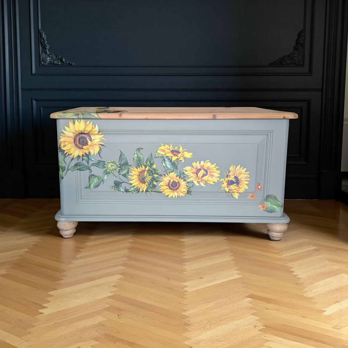 Vintage upcycled green blanket box rustic storage coffee table