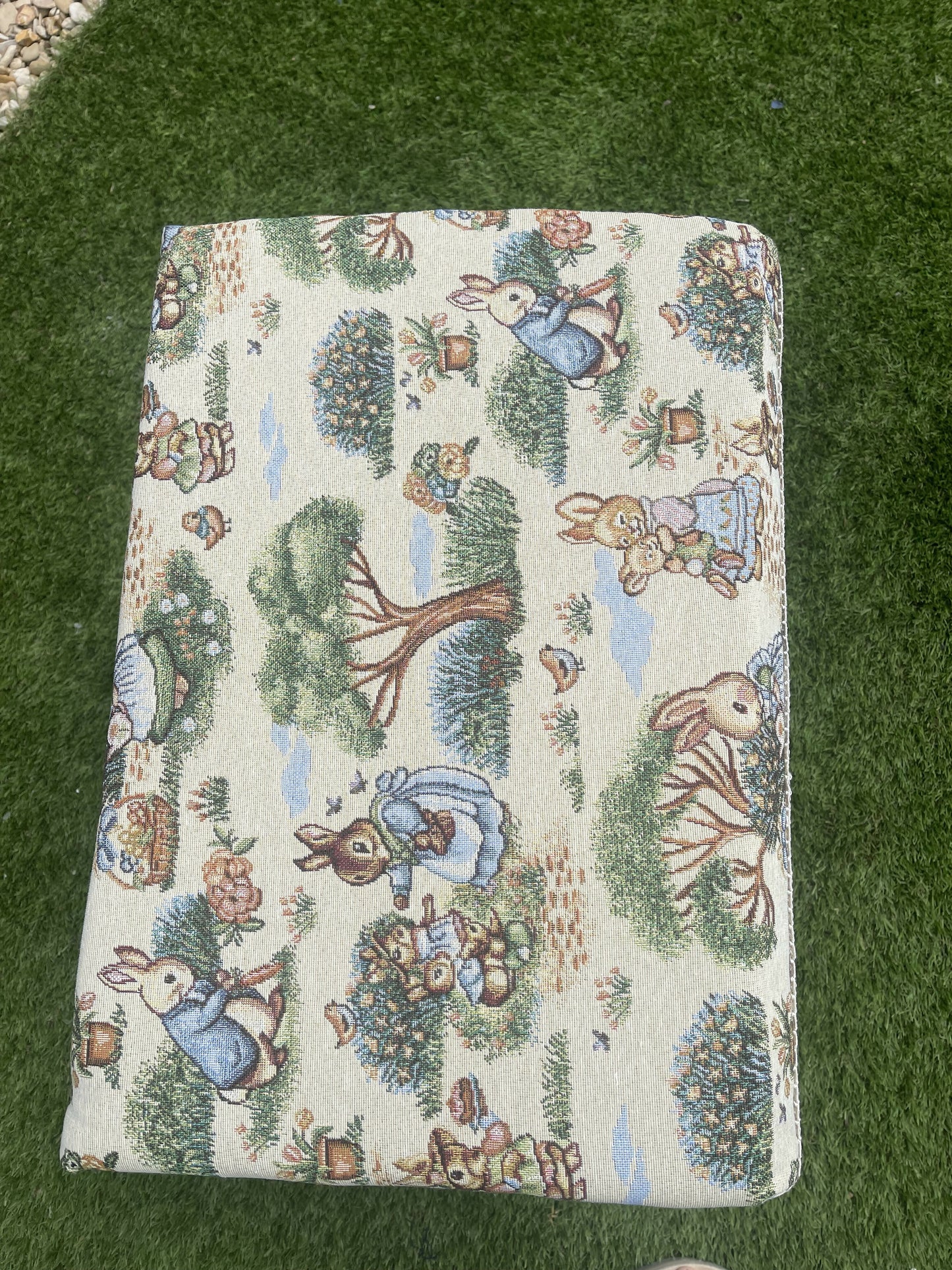 Peter Rabbit bijou Ottoman - blue paint foam and interliner all new