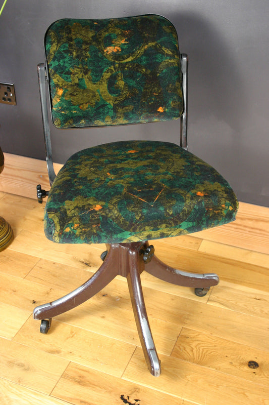 Refurbished Vintage 1950s Tansad Industrial Swivel Chair in Blackpop Velvet