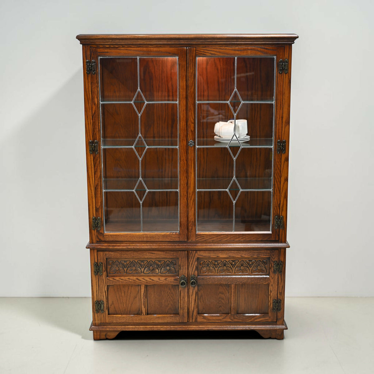 Old Charm Display Cabinet 3 Shelves Tudor Brown Finish #2155 FREE UK Delivery*