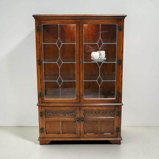 Old Charm Display Cabinet 3 Shelves Tudor Brown Finish #2155 FREE UK Delivery*