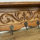 Coat Rack Vintage French Carved Oak Wall Mounted 5 Hooks Rack Hanger LOT 6367