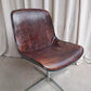 Vintage Mid Century Modernist Chrome Leather Swivel Chair By Charles Pollock #389