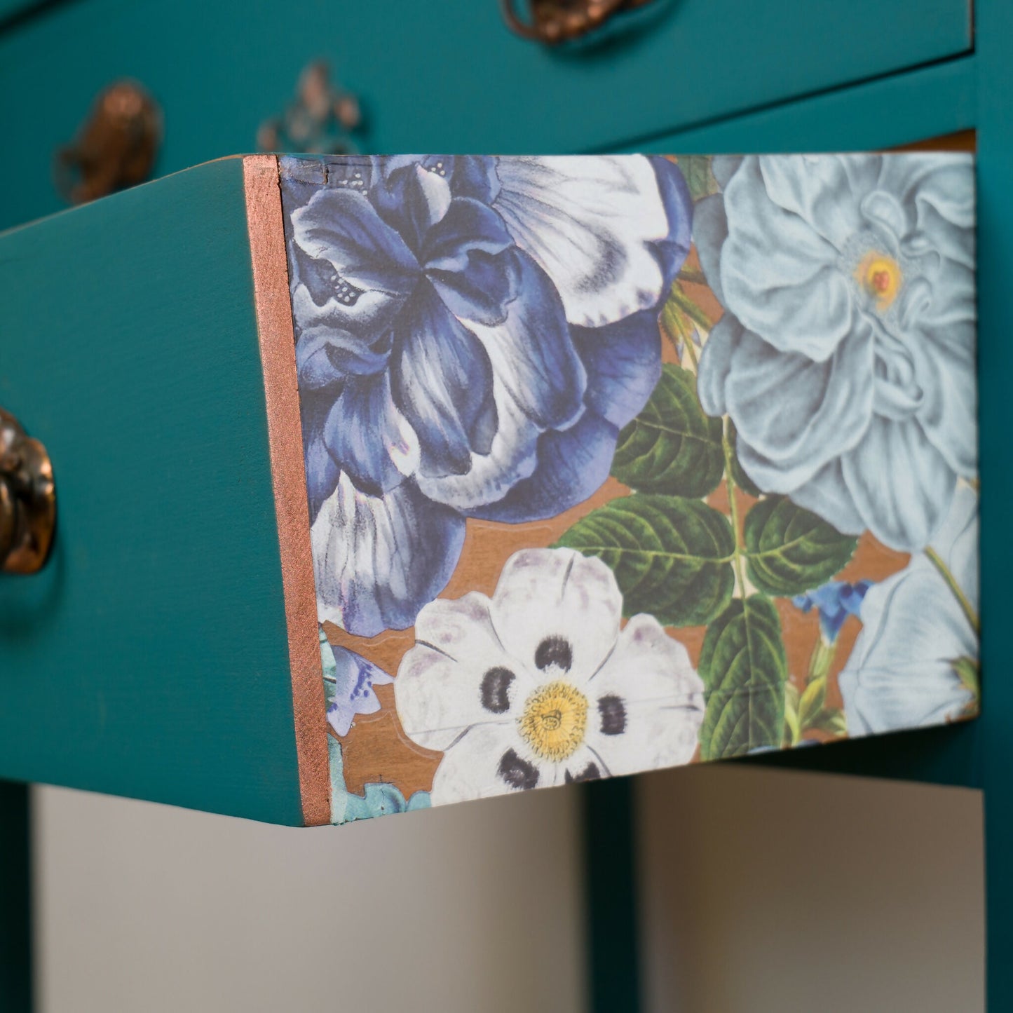 Vintage Upcycled Teal & Copper Chest of Drawers