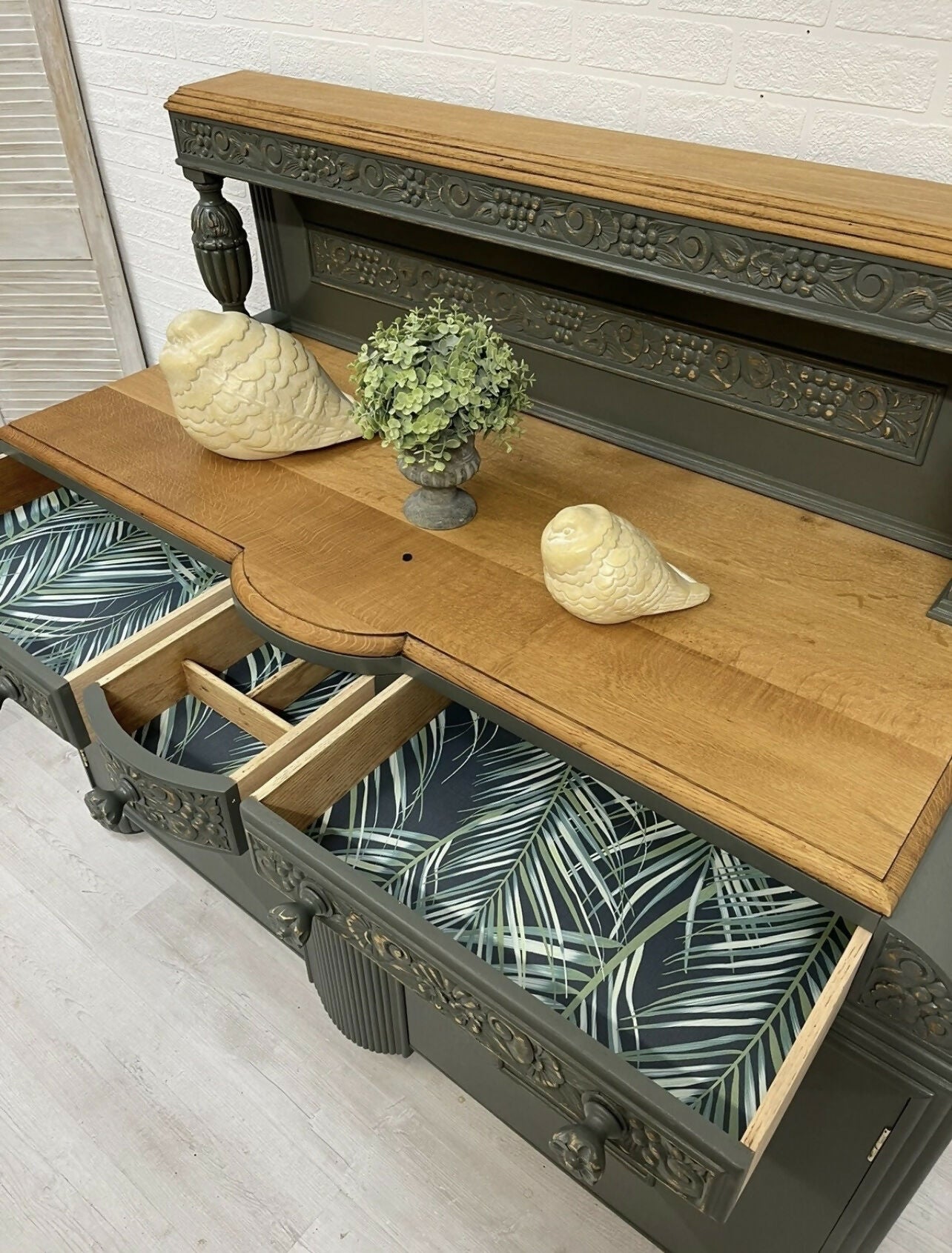 Stunning Art Deco Vintage Sideboard Solid Oak