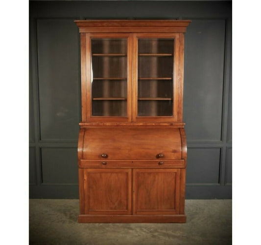 Walnut Cylinder Bureau Vintage Bookcase