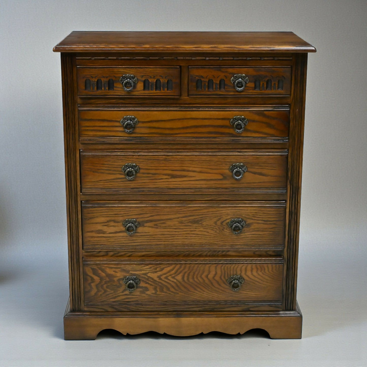 Old Charm Chest Of Drawers 4 Long 2 Short Light Oak Finish FREE UK Delivery*