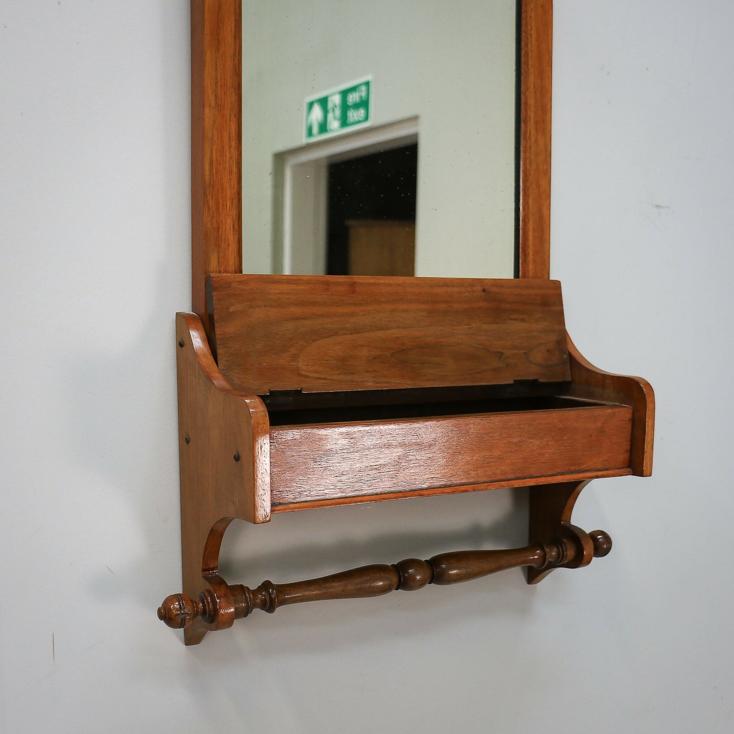 Arts and Crafts Bathroom Wall Mirror with Towel Rail and Box