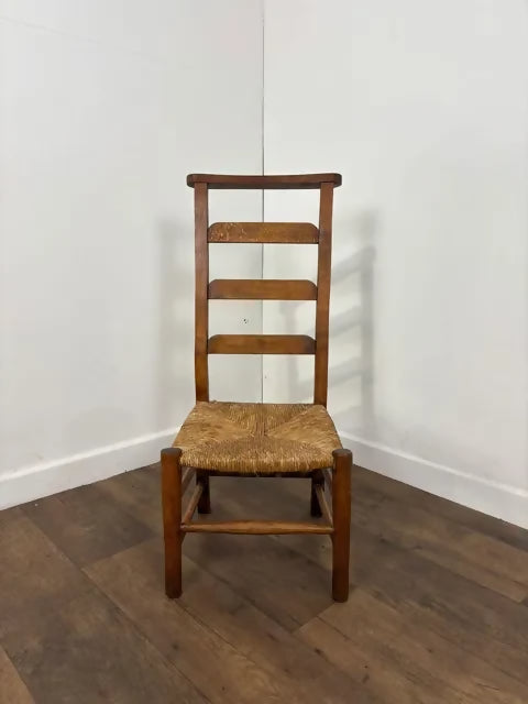 Antique Beech Rush Seat Prayer Chair