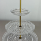 Cake Stand Vintage French Crystal Three Tier Serving Stand Brass Handle LOT 3600