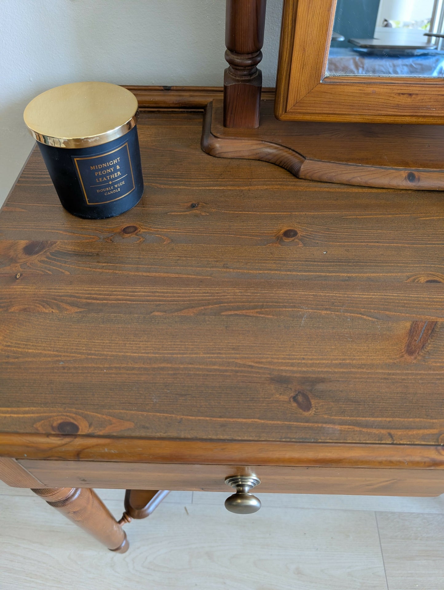 Restored Vintage Ducal Pine Dressing Table with Swing Mirror