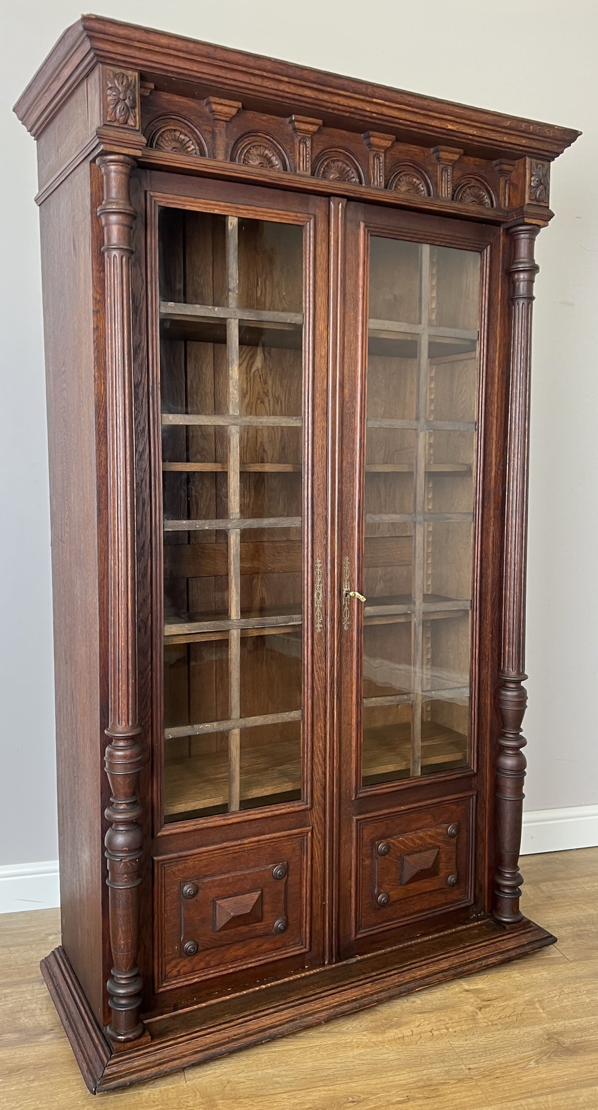 Bookcase Antique French Style Glazed Display Cabinet Oak Sideboard LOT 6545