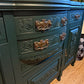 Newly refurbished antique sideboard solid oak green Edwardian