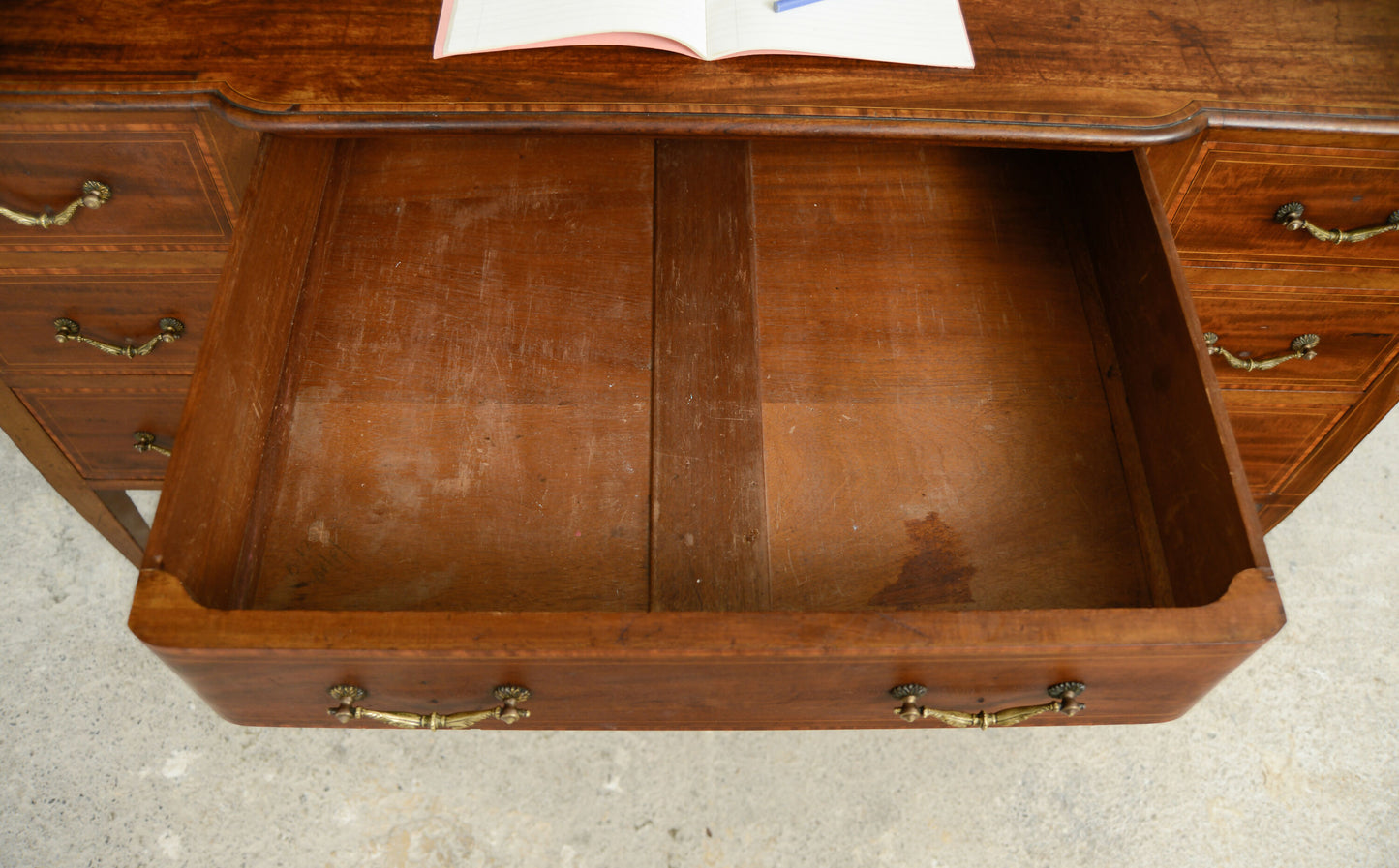 Vintage Mahogany Pedestal Desk - Kneehole - With Drawers