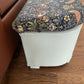 Mid century sky blue painted ottoman with William morris style upholstered seat