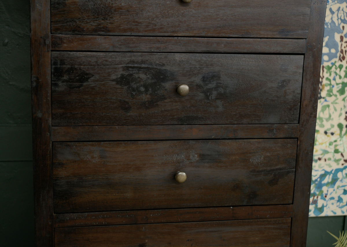 Dark Solid Wood Tallboy Drawers - Over 5 FT - Hardwood