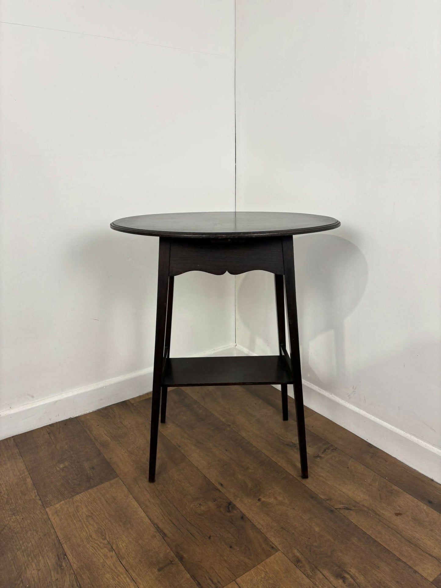 Vintage Stained Oak Side Table With Oval Top