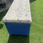 Lloyd loom 1950s storage box/ ottoman blue with William Morris style velvety feel too. Completely newly restored