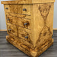 Vintage French Art Deco Burr Bedside Tables Pair | 3 Drawer Nightstands | French Design | Nickel Knobs | Elegant Veneer Finish | Lot 4233