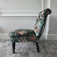 Antique Victorian Scroll Back Chair Fireside Seat - Newly Upholstered.