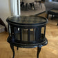 Drinks Cabinet. Handpainted, small oval glazed cabinet. Black/Gold