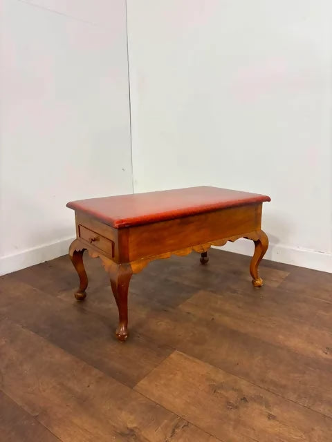 Vintage Leather Top Sewing Box - Stool