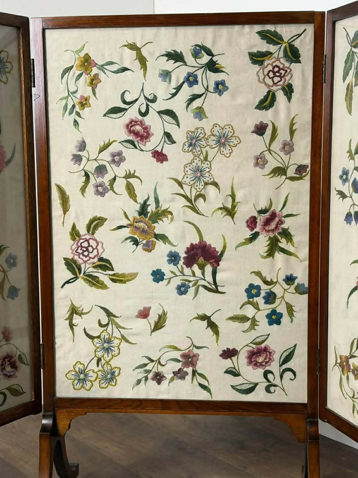 Edwardian Mahogany Folding Fire Screen