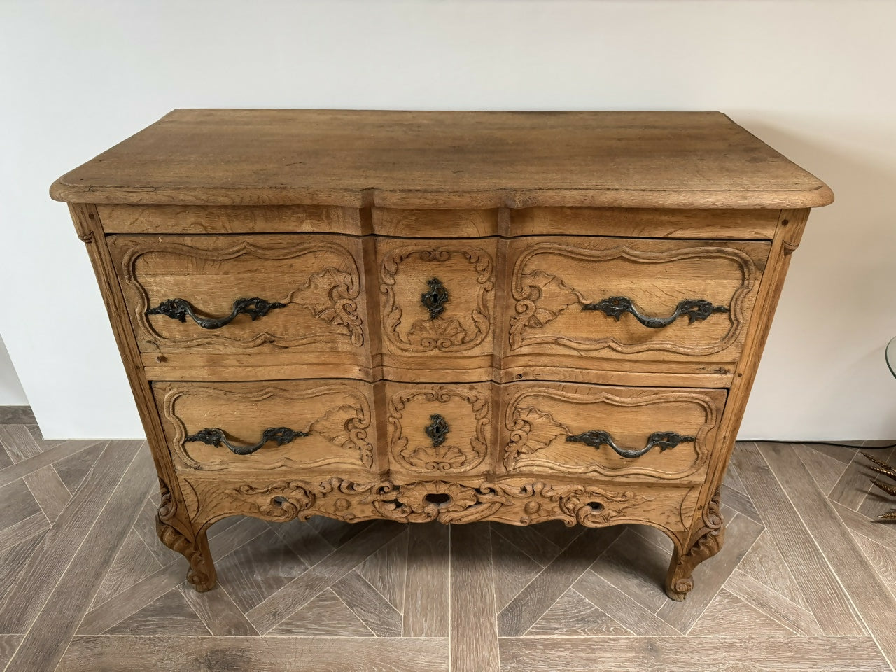 French Bleached Oak Commode Chest of Drawers