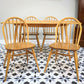 Four Ercol Windsor 370 Dining Chairs with 382 Elm Plank Dining Table