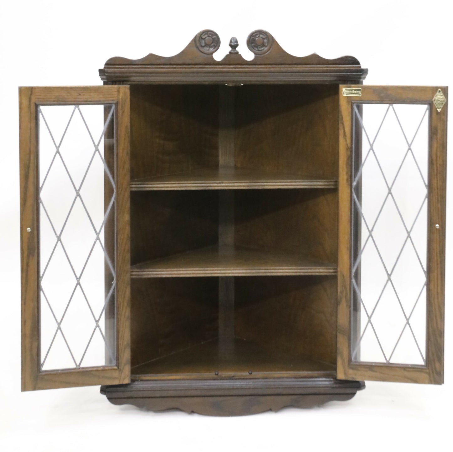Old Charm Oak Hanging Corner Display Cabinet in Jacobean Brown FREE UK Delivery. SBR9643/0910D
