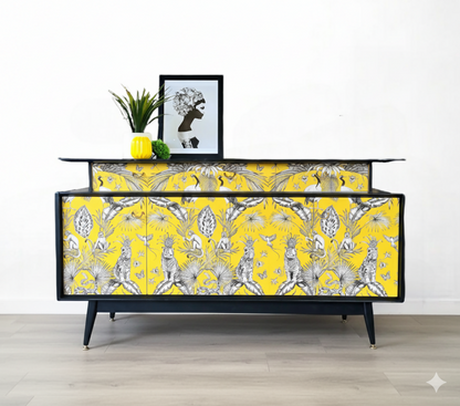G plan sideboard in black and yellow