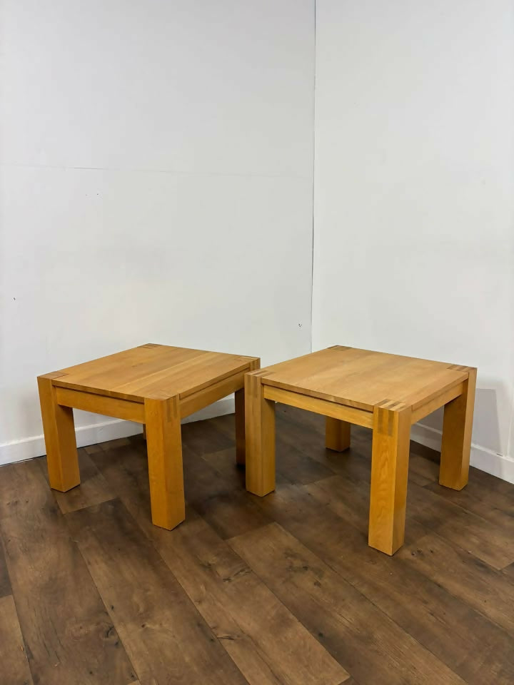 Pair of Modern Solid Oak Lamp Tables