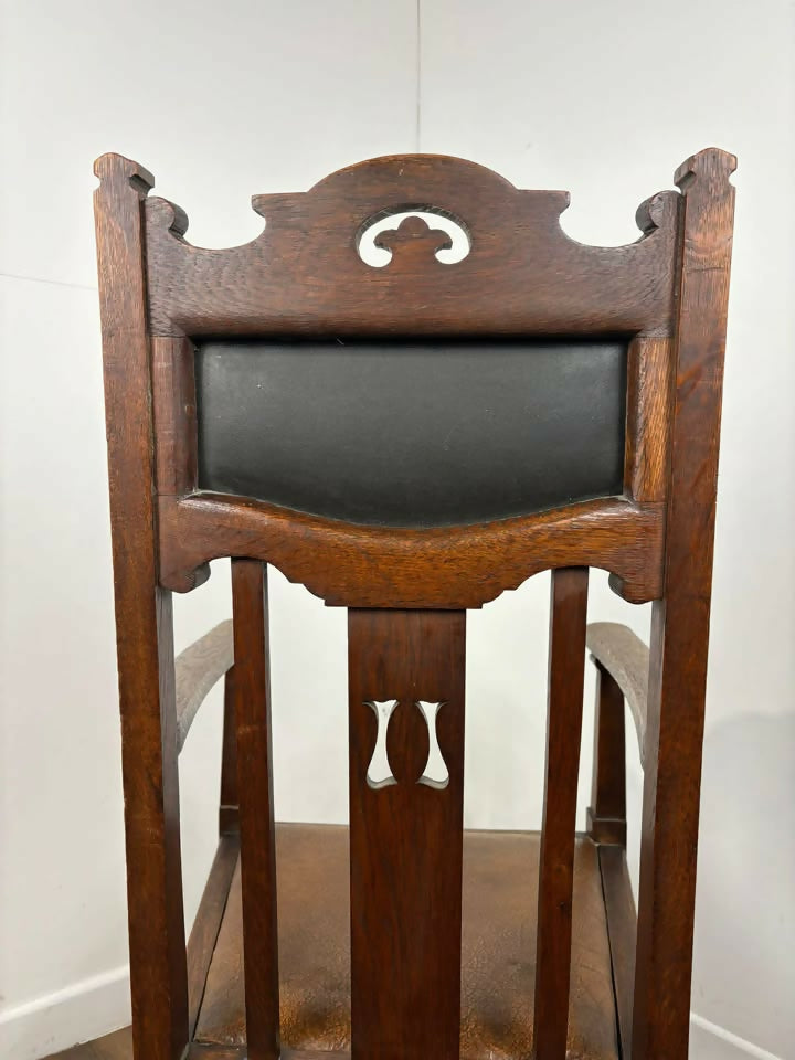 Edwardian Oak Art Nouveau Style Armchair