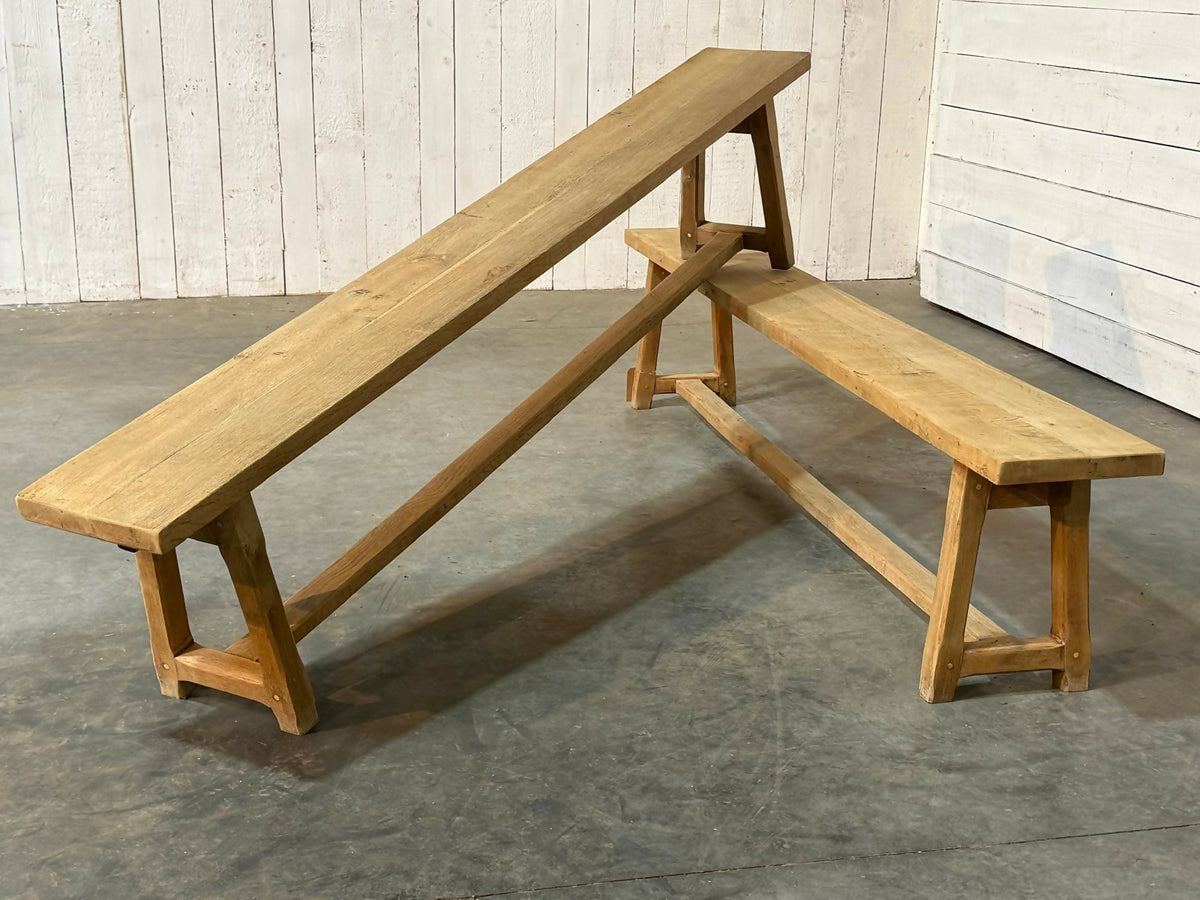 Pair French Oak Dining Benches